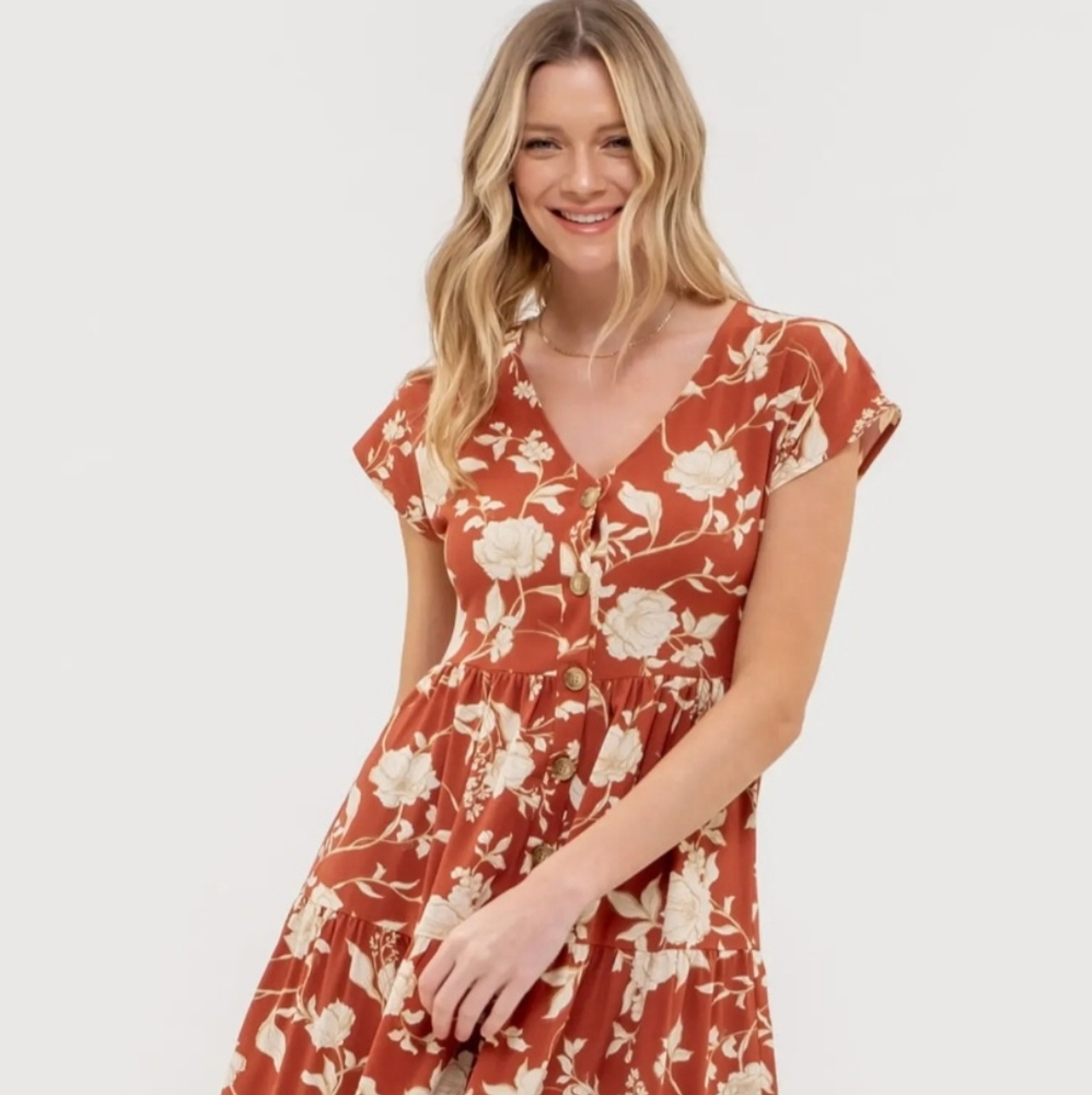 Floral V-Neck Shirt Dress